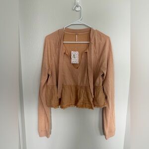 Free People Sweet Jane Pullover Top Sweatshirt Long Sleeve Peplum Large NWT